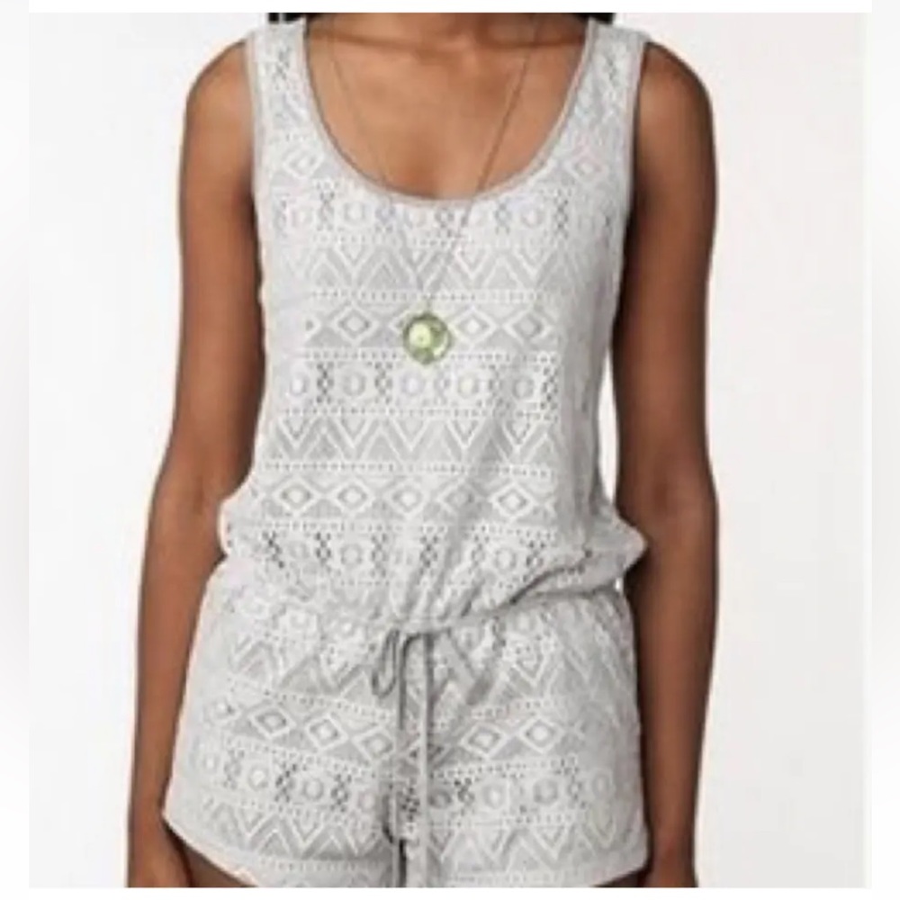 Anthropologie Pins and Needles Gray Lace Romper
